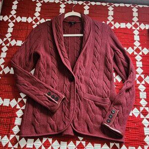 Talbots Burgundy Shawl Collar Caridgan/Blazer  Size Petite  Never Worn